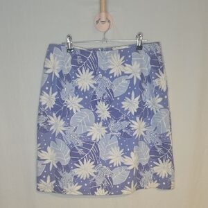 Lilly Pulitzer Blue and White Floral Pencil Skirt